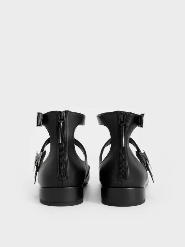 Women Robbie PointedToe Mary Jane Flats 8211 Black CHARLES and KEITH Ballet Flats