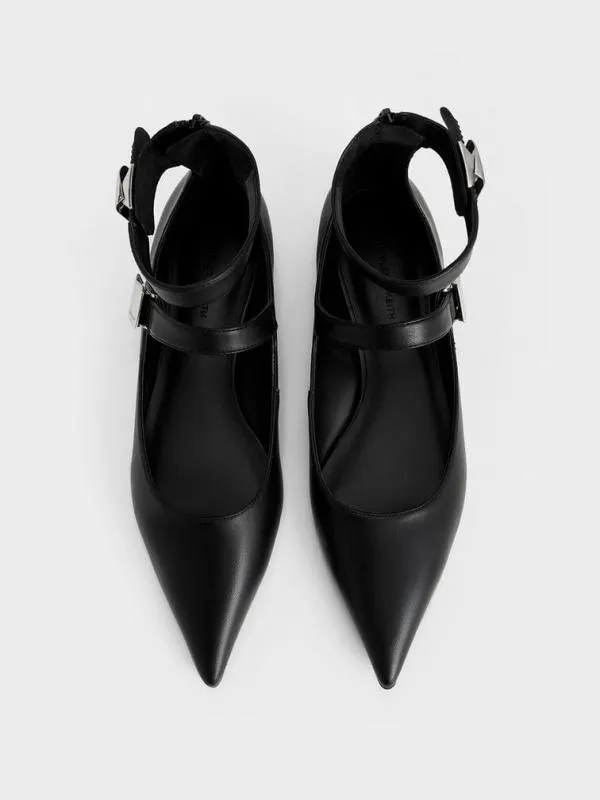 Women Robbie PointedToe Mary Jane Flats 8211 Black CHARLES and KEITH Ballet Flats