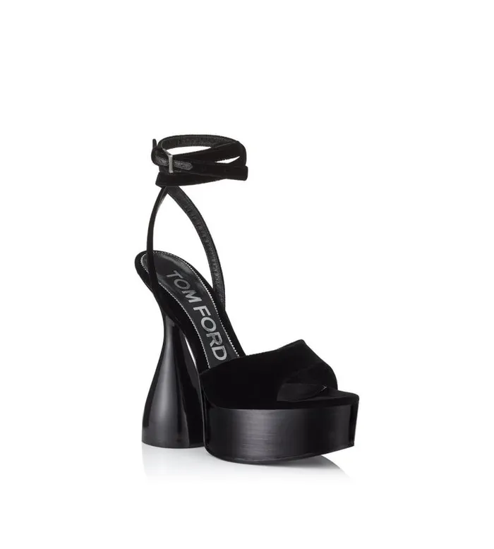 Women Sandals Tom Ford Velvet Disco Platform Sandal 140 Mm Black Women Sandals Tom Ford Velvet Disco Platform Sandal 140 Mm Black