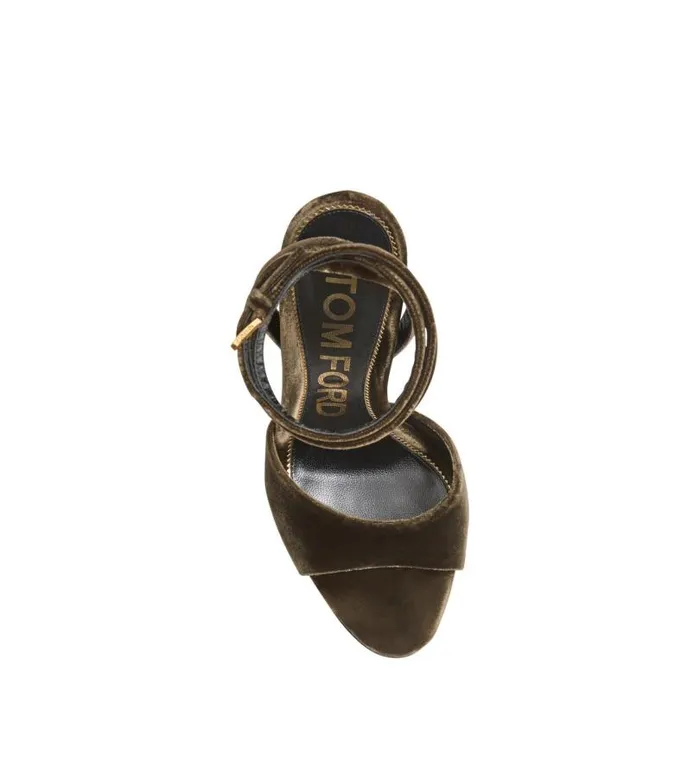 Women Sandals Tom Ford Velvet Disco Platform Sandal 140 Mm Dark Mink Women Sandals Tom Ford Velvet Disco Platform Sandal 140 Mm Dark Mink