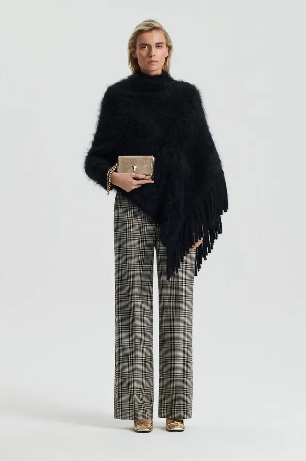 Women Scanlan Theodore BRUSHED FRINGED CAPE BLACK Scarves