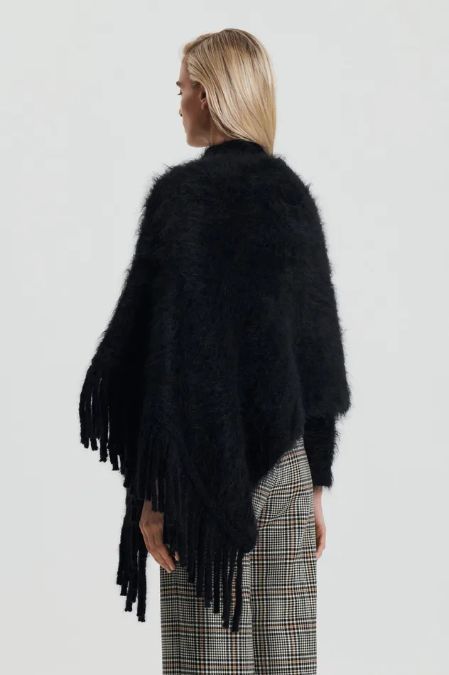 Women Scanlan Theodore BRUSHED FRINGED CAPE BLACK Scarves Women Scanlan Theodore BRUSHED FRINGED CAPE BLACK Scarves