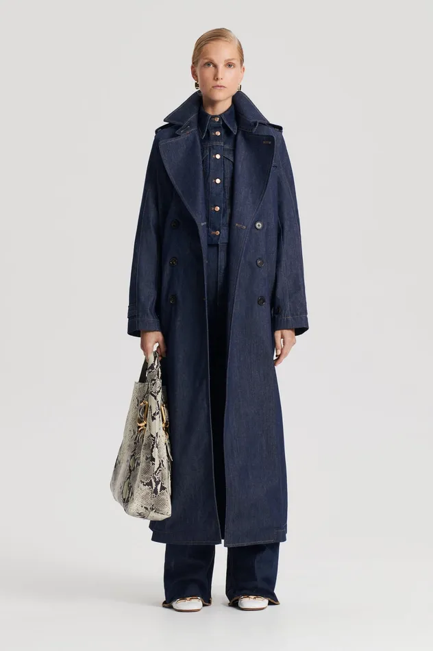 Women Scanlan Theodore DENIM TRENCH INDIGOS Denim