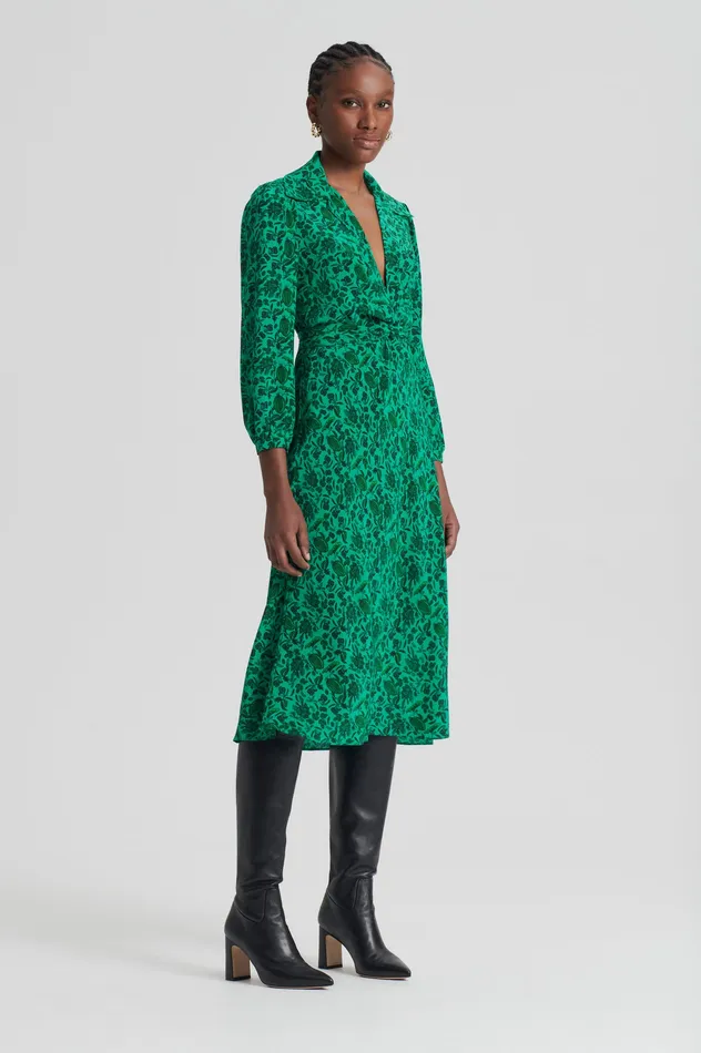 Women Scanlan Theodore SILK BOTANICAL DRESS VERDE Dresses Women Scanlan Theodore SILK BOTANICAL DRESS VERDE Dresses