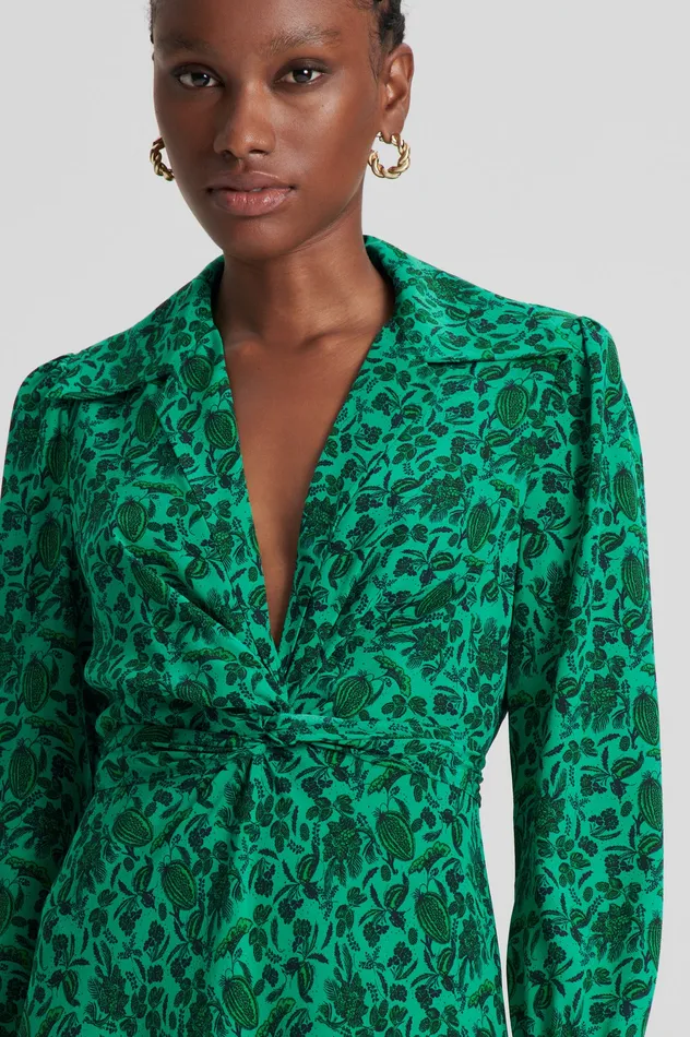 Women Scanlan Theodore SILK BOTANICAL DRESS VERDE Dresses Women Scanlan Theodore SILK BOTANICAL DRESS VERDE Dresses