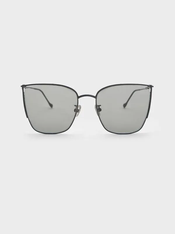Women Shea MetallicRim Square Sunglasses 8211 Black CHARLES and KEITH Square