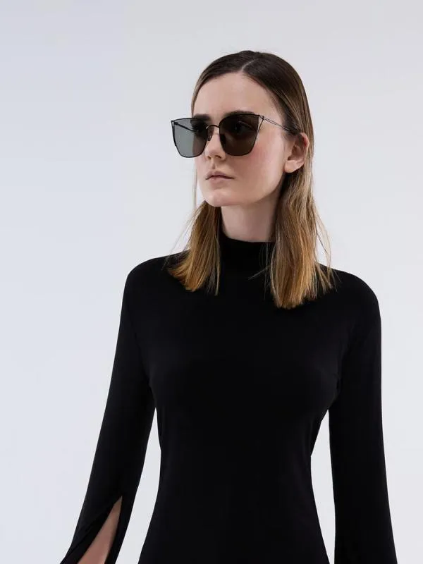 Women Shea MetallicRim Square Sunglasses 8211 Black CHARLES and KEITH Square