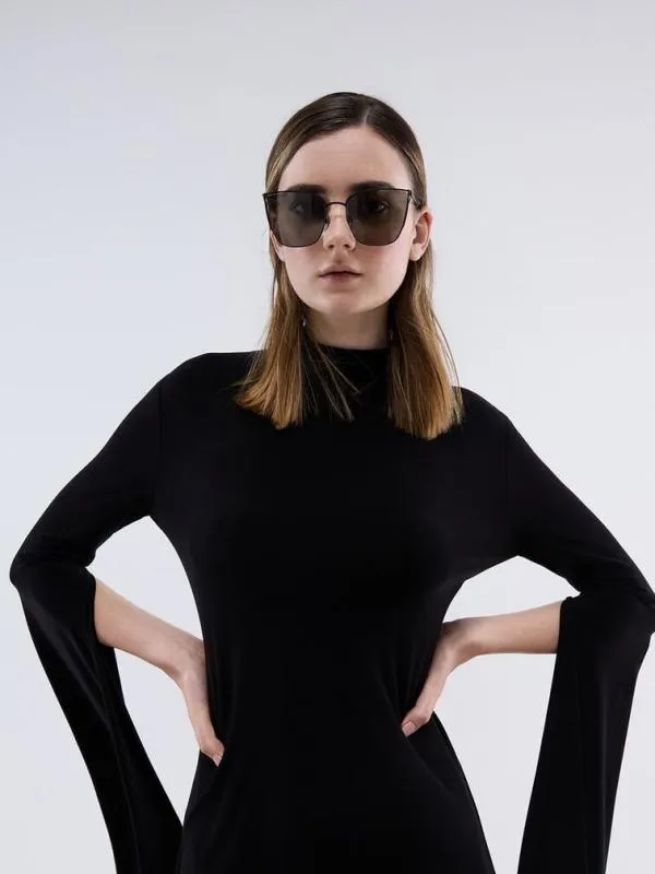Women Shea MetallicRim Square Sunglasses 8211 Black CHARLES and KEITH Square