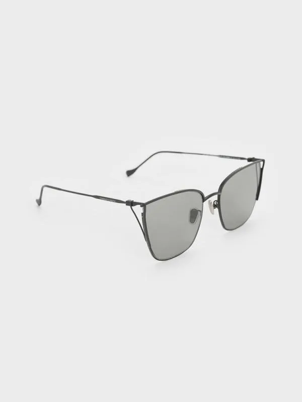 Women Shea MetallicRim Square Sunglasses 8211 Black CHARLES and KEITH Square