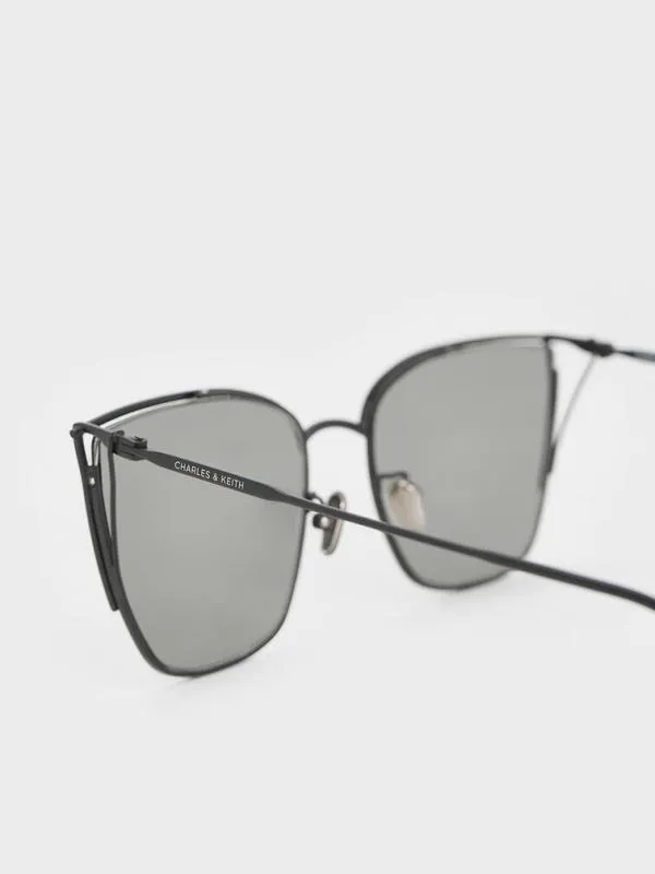 Women Shea MetallicRim Square Sunglasses 8211 Black CHARLES and KEITH Square