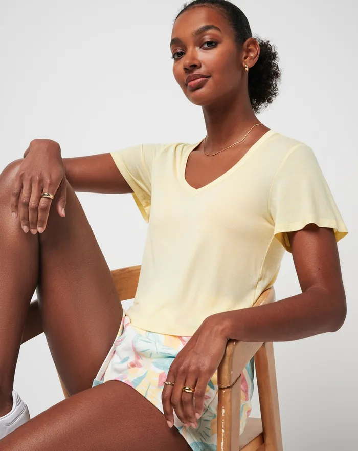 Women Shirts and Tops TravisMathew HERMOSA BEACH TISSUE TOP Heather Pale Banana Women Shirts and Tops TravisMathew HERMOSA BEACH TISSUE TOP Heather Pale Banana