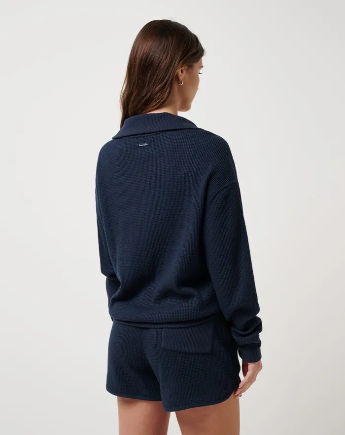 Women Shirts and Tops TravisMathew LONG WEEKEND HENLEY Navy Blazer
