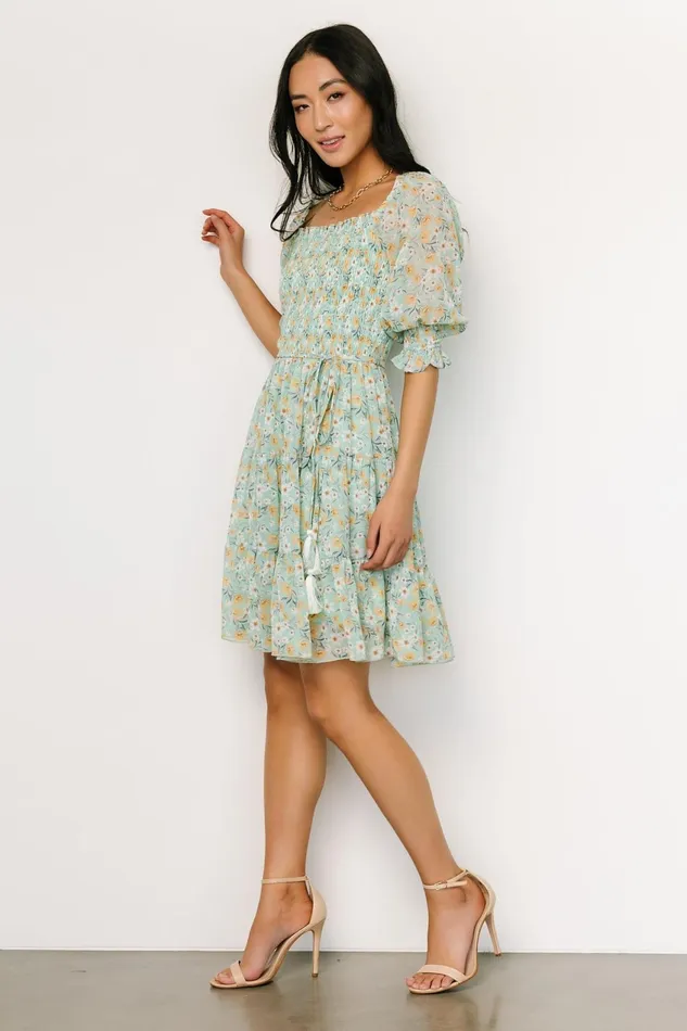 Women Short Dresses Baltic Born Azlyn Smocked Short Dress Sage Floral