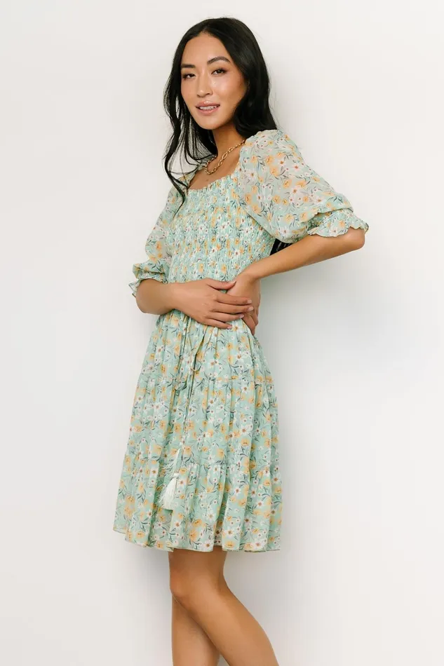 Women Short Dresses Baltic Born Azlyn Smocked Short Dress Sage Floral