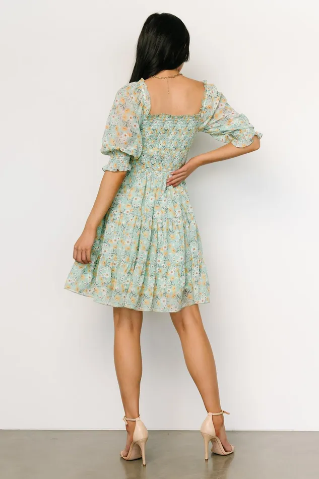 Women Short Dresses Baltic Born Azlyn Smocked Short Dress Sage Floral