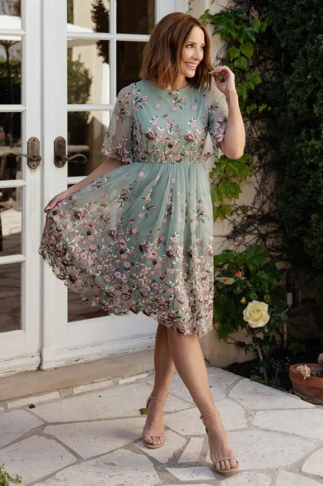 Women Short Dresses Baltic Born Duchess Tulle Dress Sage Garden