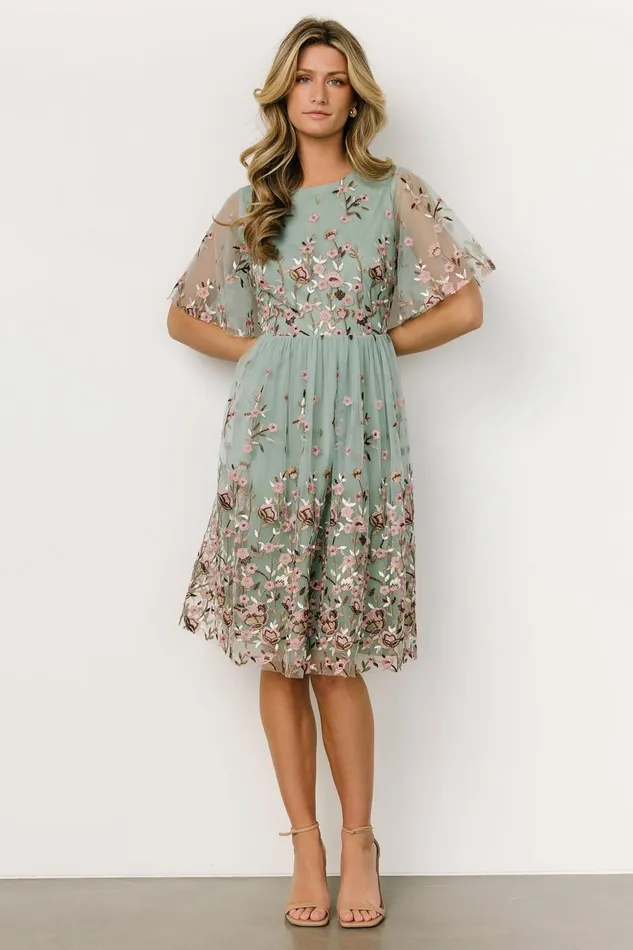 Women Short Dresses Baltic Born Duchess Tulle Dress Sage Garden Women Short Dresses Baltic Born Duchess Tulle Dress Sage Garden