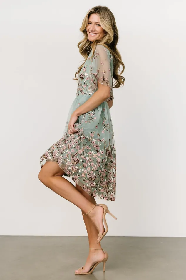 Women Short Dresses Baltic Born Duchess Tulle Dress Sage Garden Women Short Dresses Baltic Born Duchess Tulle Dress Sage Garden