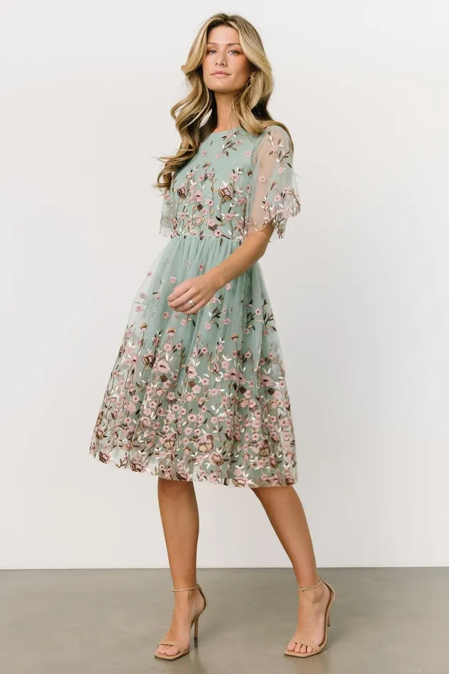 Women Short Dresses Baltic Born Duchess Tulle Dress Sage Garden Women Short Dresses Baltic Born Duchess Tulle Dress Sage Garden
