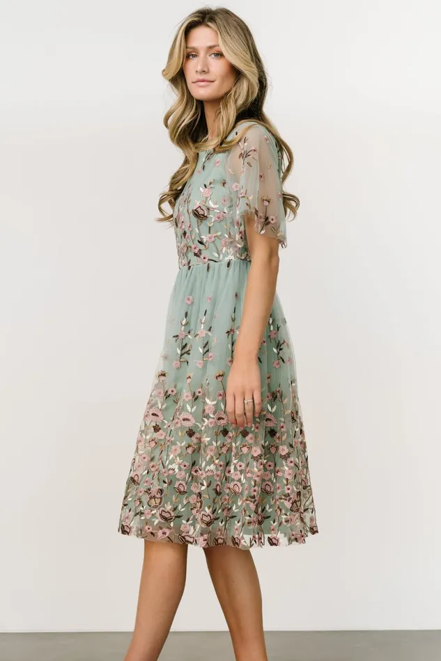 Women Short Dresses Baltic Born Duchess Tulle Dress Sage Garden Women Short Dresses Baltic Born Duchess Tulle Dress Sage Garden