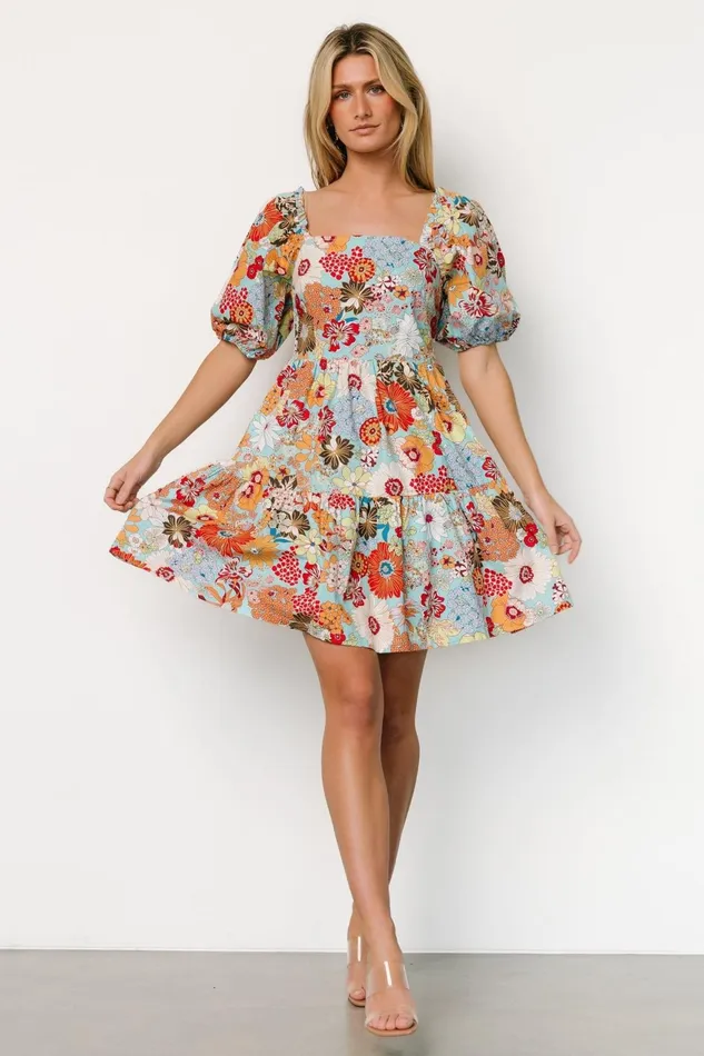 Women Short Dresses Baltic Born Kallie Puff Sleeve Short Dress Multi Print Women Short Dresses Baltic Born Kallie Puff Sleeve Short Dress Multi Print