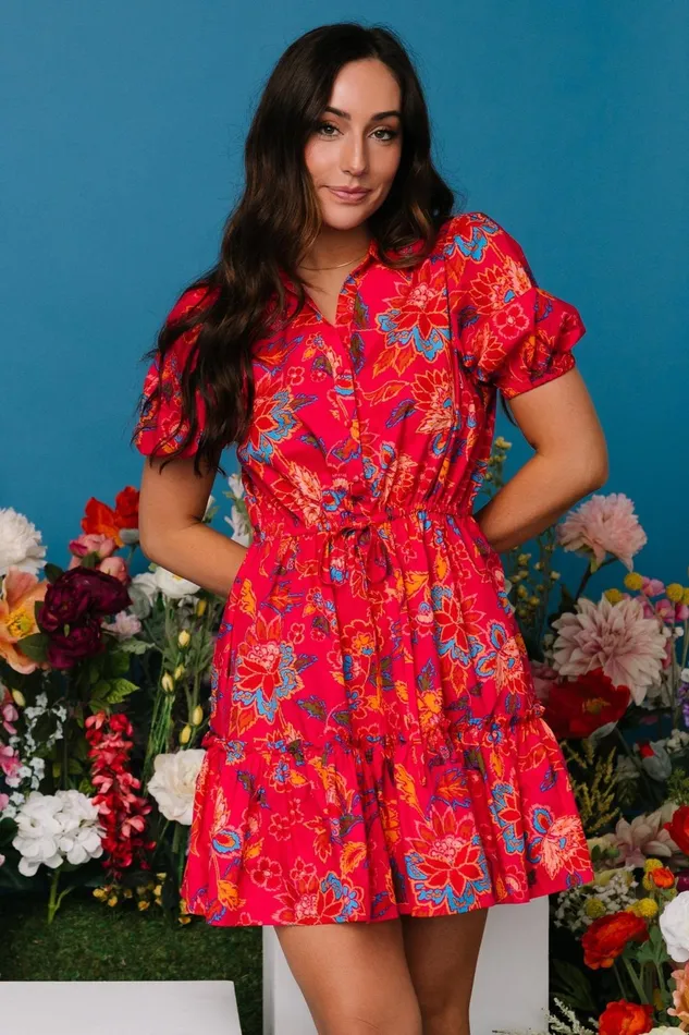 Women Short Dresses Baltic Born Lara Ruffle Short Dress Fuchsia Floral Women Short Dresses Baltic Born Lara Ruffle Short Dress Fuchsia Floral