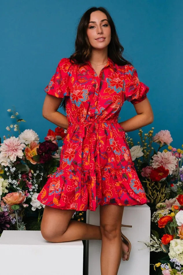 Women Short Dresses Baltic Born Lara Ruffle Short Dress Fuchsia Floral Women Short Dresses Baltic Born Lara Ruffle Short Dress Fuchsia Floral