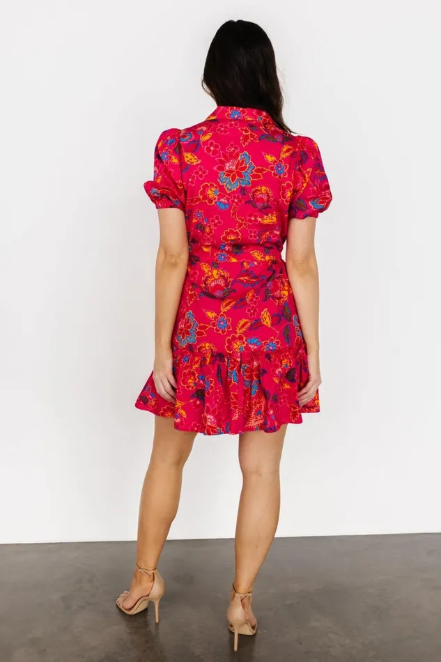 Women Short Dresses Baltic Born Lara Ruffle Short Dress Fuchsia Floral Women Short Dresses Baltic Born Lara Ruffle Short Dress Fuchsia Floral