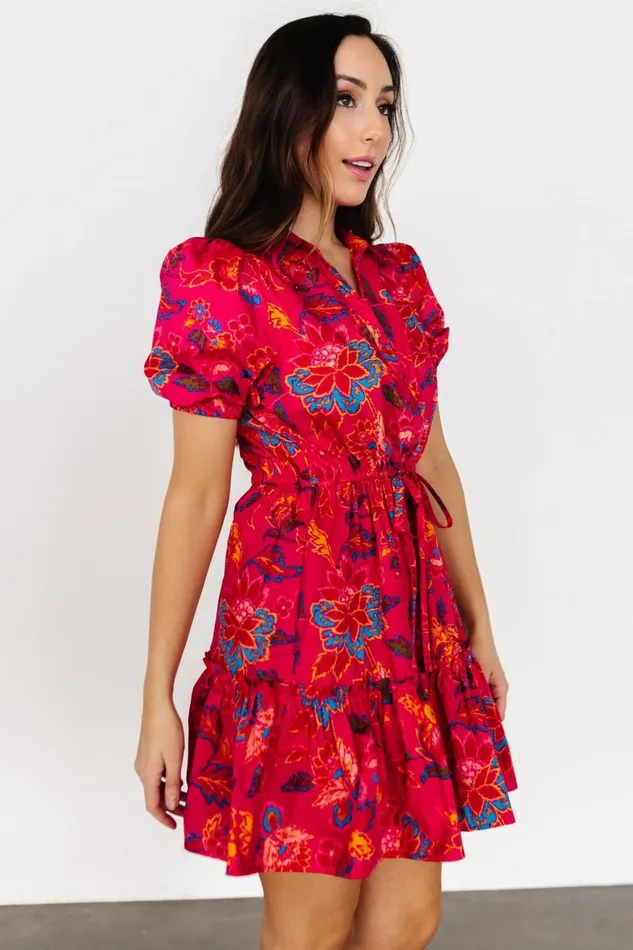Women Short Dresses Baltic Born Lara Ruffle Short Dress Fuchsia Floral Women Short Dresses Baltic Born Lara Ruffle Short Dress Fuchsia Floral