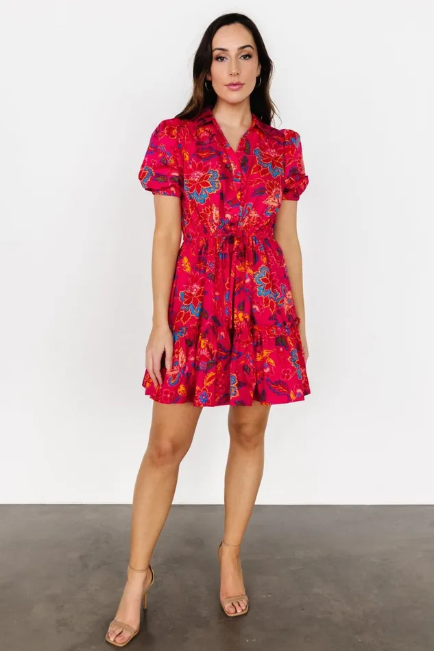 Women Short Dresses Baltic Born Lara Ruffle Short Dress Fuchsia Floral Women Short Dresses Baltic Born Lara Ruffle Short Dress Fuchsia Floral