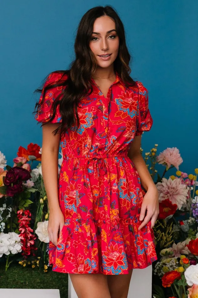 Women Short Dresses Baltic Born Lara Ruffle Short Dress Fuchsia Floral Women Short Dresses Baltic Born Lara Ruffle Short Dress Fuchsia Floral