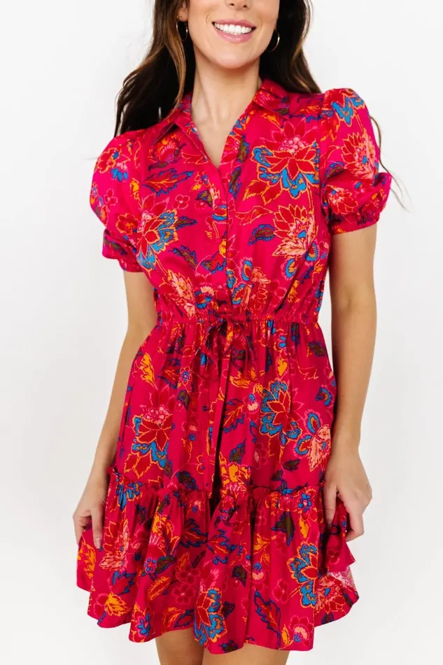 Women Short Dresses Baltic Born Lara Ruffle Short Dress Fuchsia Floral Women Short Dresses Baltic Born Lara Ruffle Short Dress Fuchsia Floral