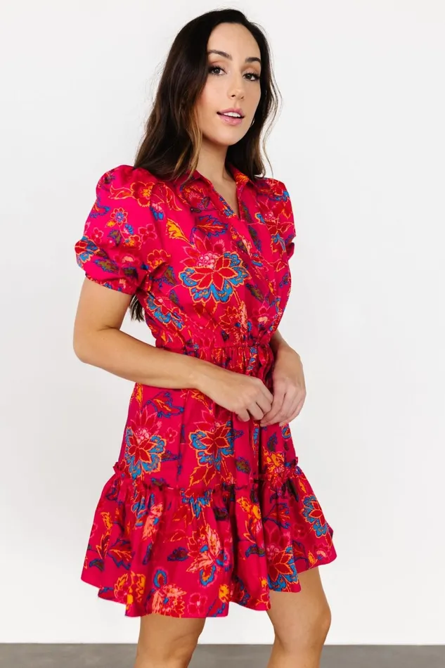 Women Short Dresses Baltic Born Lara Ruffle Short Dress Fuchsia Floral Women Short Dresses Baltic Born Lara Ruffle Short Dress Fuchsia Floral