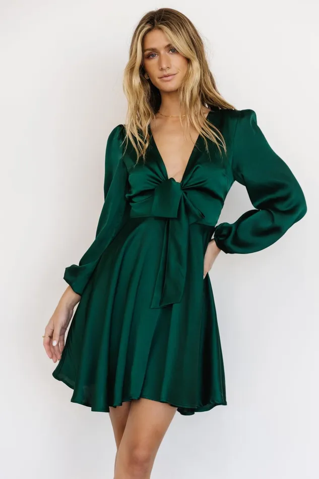 Women Short Dresses Baltic Born Woodbury Satin Mini Dress Green