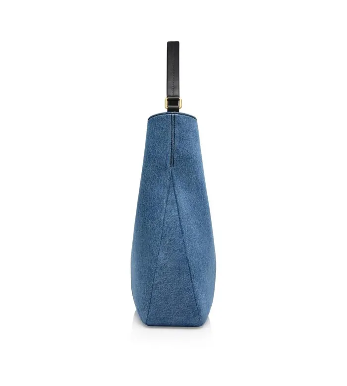 Women Shoulder Bags Tom Ford Denim Tf Medium Hobo Washed Blue Black Women Shoulder Bags Tom Ford Denim Tf Medium Hobo Washed Blue Black