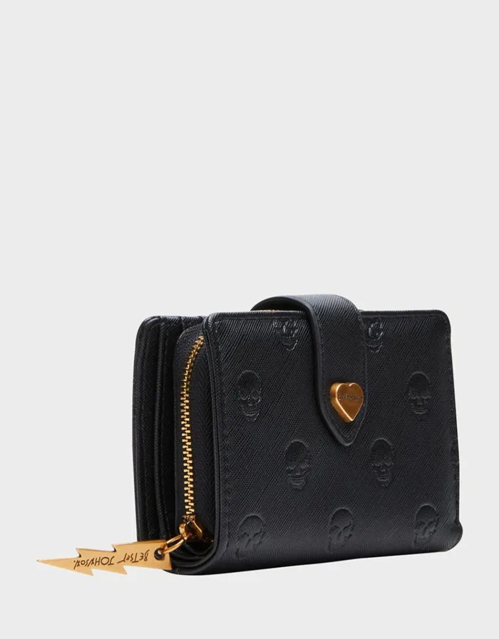 Women SKULLICIOUS BIFOLD WALLET BLACK Betsey Johnson Women SKULLICIOUS BIFOLD WALLET BLACK Betsey Johnson