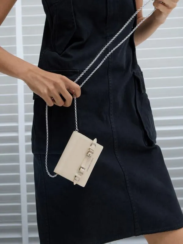 Women Sloane ChainHandle Wallet 8211 Cream CHARLES and KEITH Wallets On Chain