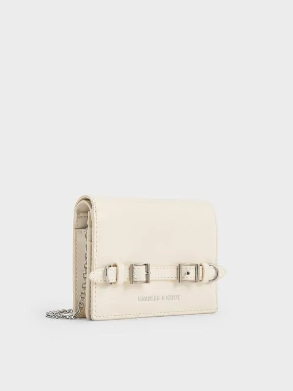 Women Sloane ChainHandle Wallet 8211 Cream CHARLES and KEITH Wallets On Chain