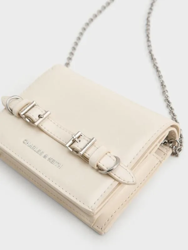Women Sloane ChainHandle Wallet 8211 Cream CHARLES and KEITH Wallets On Chain