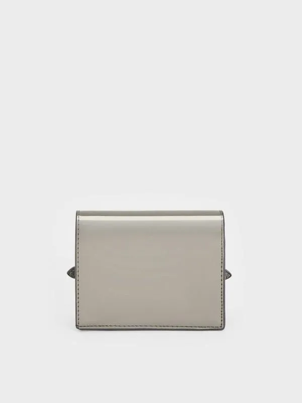 Women Sloane Metallic ChainHandle Wallet 8211 Pewter CHARLES and KEITH Wallets On Chain