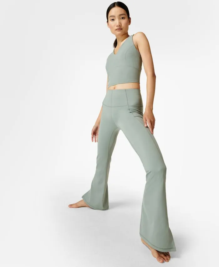 Women Soft Sculpt Flare Yoga Trousers Storm Blue Sweaty Betty Trousers