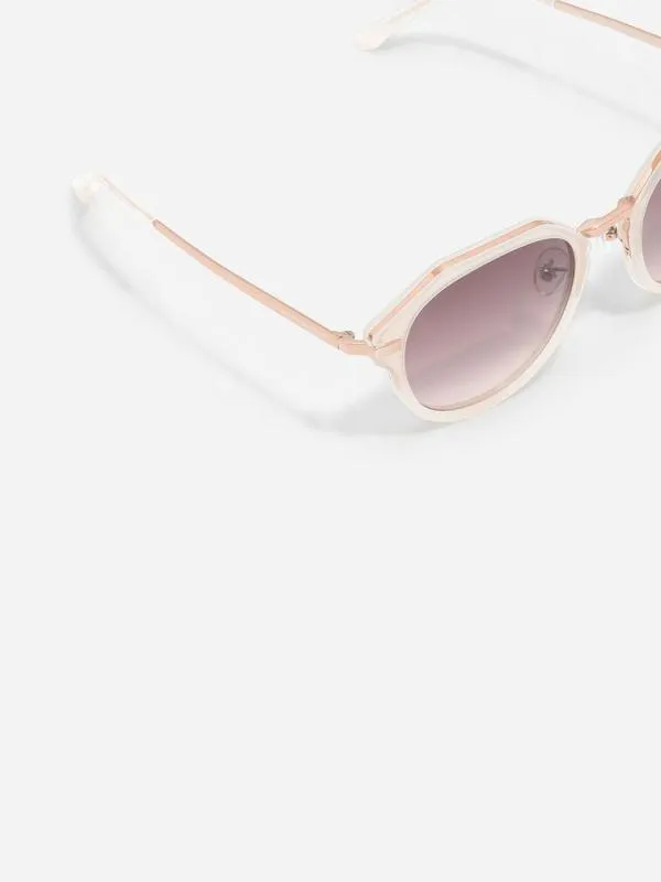 Women Solana Angular Oval Sunglasses 8211 Pink CHARLES and KEITH Round