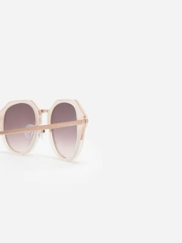 Women Solana Angular Oval Sunglasses 8211 Pink CHARLES and KEITH Round