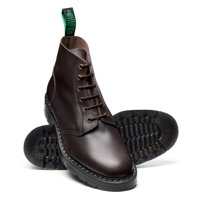 Women Solovair Astronaut Boots Brown Greasy 6 Eye Astronaut Boot