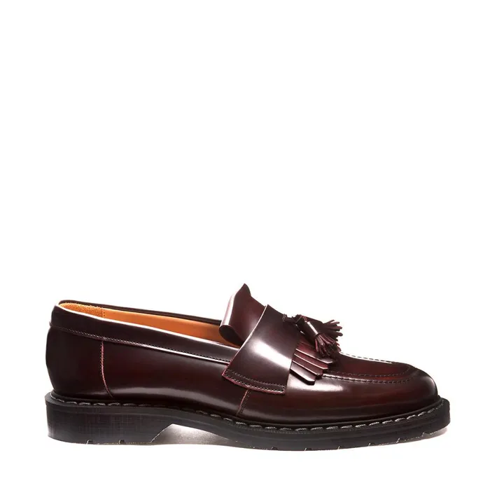 Women Solovair Loafers Burgundy RubOff Tassel Loafer