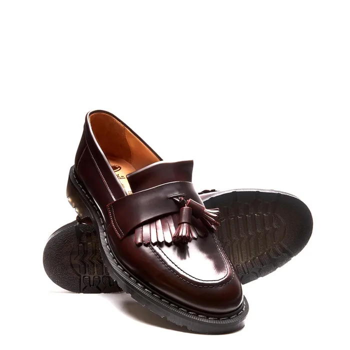 Women Solovair Loafers Burgundy RubOff Tassel Loafer