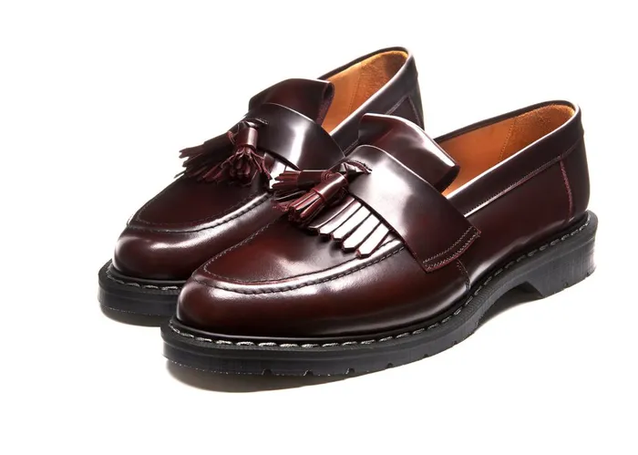 Women Solovair Loafers Burgundy RubOff Tassel Loafer