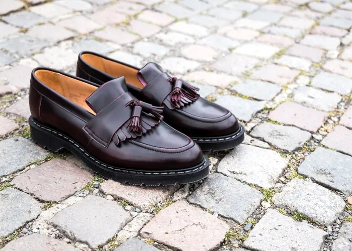 Women Solovair Loafers Burgundy RubOff Tassel Loafer