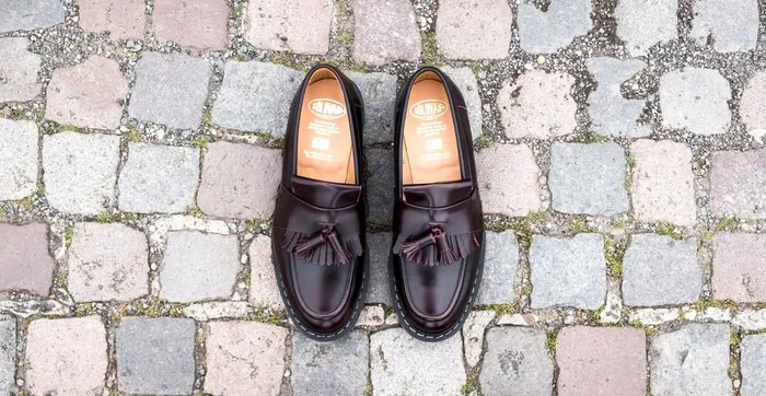Women Solovair Loafers Burgundy RubOff Tassel Loafer