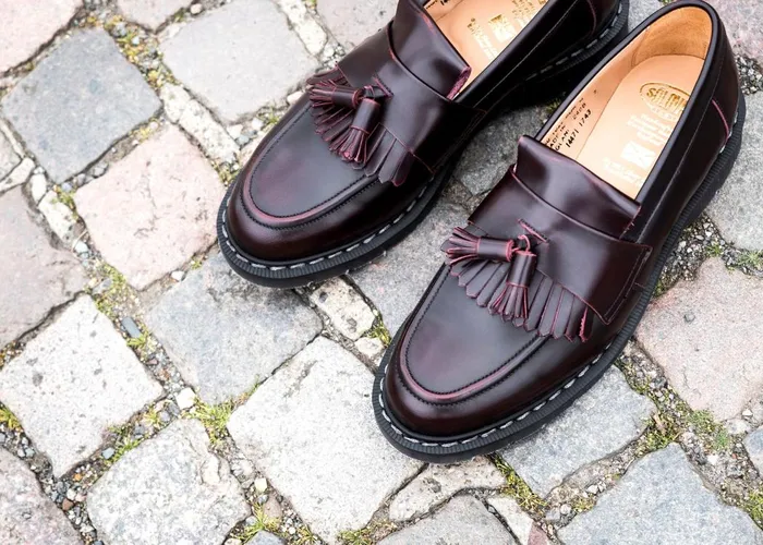 Women Solovair Loafers Burgundy RubOff Tassel Loafer
